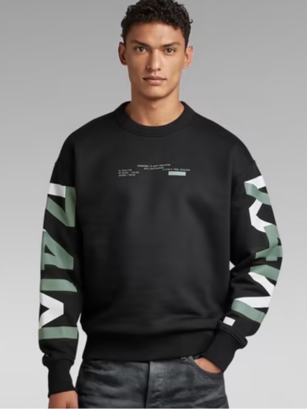 G-Star RAW 7411 Sleeve Graphic Sweatshirt Black M NWOT